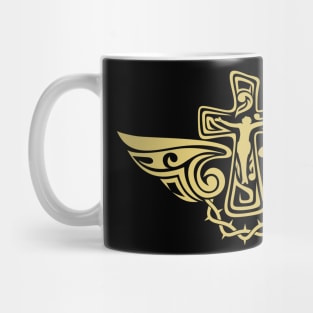 Jesus Christ on the cross. Tattoo style. Mug